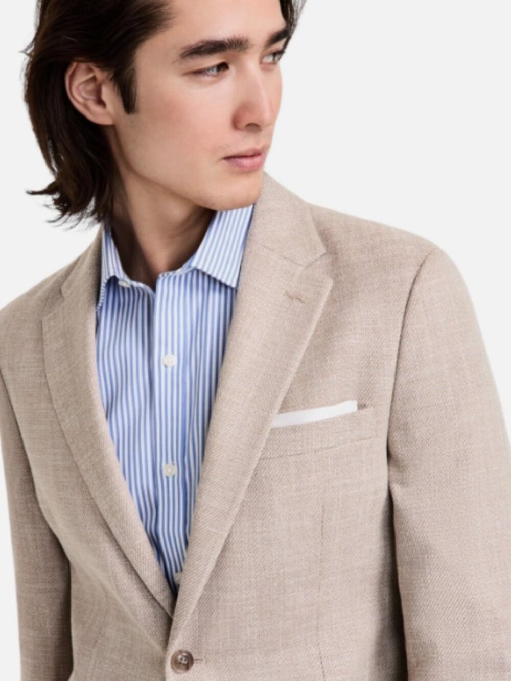Tommy Hilfiger Blazer Mens 38 R Beige Linen Blend Modern Fit Sport Coat 2 Button